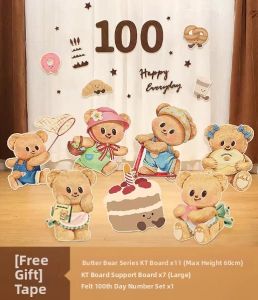 QIANHUAJIAN | Butter Bear Theme Babys 1st Birthday Party Decoration KT Board