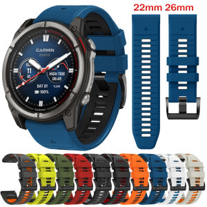22mm 26mm Two-Tone Silicone Strap For Garmin Tactix 8 AMOLED Bracelet For Fenix 8 E 7 7X Pro 6 Epix Gen 2 Enduro 3 QuickFit Band