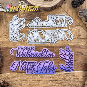 Original Lovely Winter Christmas German Titles Words MERRY CHRISTMAS Metal Cutting Dies Scrapbooking Decorative Embossing