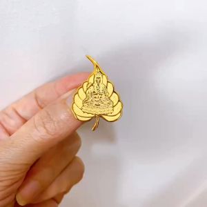 Lá Bồ Đề Quan Thế Âm Bồ Tát Cài Áo Mạ Vàng – Mang Bình An & Từ Bi Bên Mình