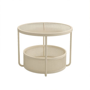 Cream Style Changhong Tempered Glass Tea Table Living Room Home Small Apartment Modern Minimalist Circle and Creative Combined Tea Table