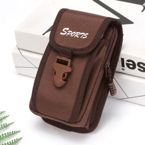 ผู้ชายสีบริสุทธิ์ มีเข็มขัด กระเป๋าโทรศัพท์ผ้า Oxford ก่อสร้าง เอว กระเป๋ากีฬากลางแจ้งกระเป๋าแนวตั้งวัยกลางคนเหมาะสําหรับ