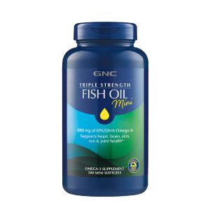 Gnc Triple Strength Fish Oil 120 Mini Softgels(EXP:2028.8) Omega3 Supplement Omega-3s Supports heart brain skin eye& joint health GNC official store