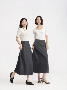 HIPPIE MISS | Hippie Style Tencel Wool A-Line Slimming Autumn Half Skirt