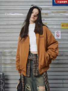 Unifree | American Style Turned Collar Retro Thick Warm Windproof Loose Parka Coat