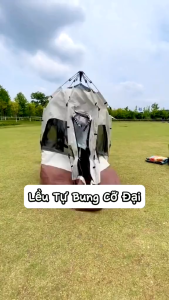 Lều cắm trại lều tự bung lục giác 6 cửa 2 cửa chính 4 cửa sổ nhóm 6-8 người chống tia UV chống mưa chống côn trùng