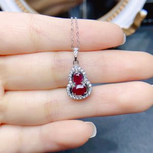 FS 4*6 Natural Ruby S925 Sterling Silver Gourd Shaped Pendant Necklace for Women Fine Fashion Charm Weddings Jewelry Certificate