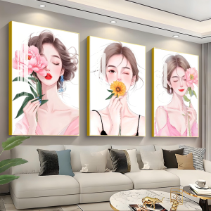 3Pcs Elegant Minimalist Lady Wall Decoration for Living Room HD UV Waterproof Trendy for Bedroom Small Apartment Home Office Home Decorations and Display