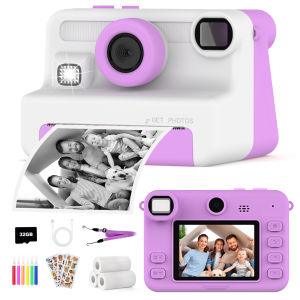 Kids Camera Instant Print 1080P HD Digital Video Camera Toys for Children Dual Lens Thermal Print Camera With 32G Memory Card