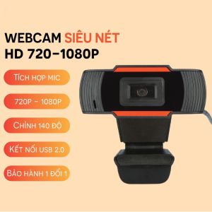 Webcam Máy Tính 720P - Webcam Có Mic Chuyên Dụng Cho Livestream Học Và Làm Việc Online - Có Chân Kẹp Cố Định - Có Thể Điều Chỉnh Góc Quay Theo Ý - Màu Sắc Rõ Nét