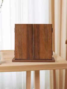 Makeup Mirror Desktop Folding Mirror Chinese Style Internet-Famous and Vintage Mirror Hidden Wooden Master Bedroom Dressing Table Mirror