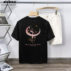 Summer Cotton Mens Short Sleeve T-Shirt Loose round Neck Printed Casual Breathable Youth Fashion Korean Style Half Sleeve Top