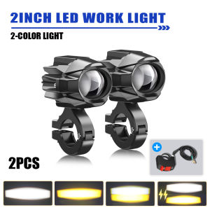 HAOLIDE LED Motorcycle Headlight 6000K White Auxiliary 3500k Fog Light Strobe for Motorbike Driving Car Fog Spot off-road use