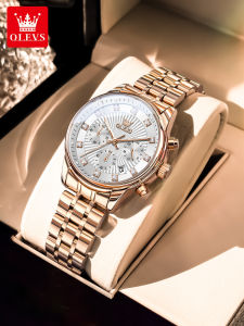 OLEVS | Đồng Hồ Quartz Nữ Mạ Vàng Hồng Đính Đá Chống Nước