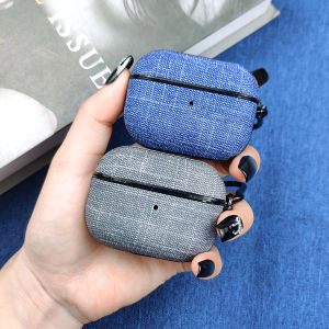 Hard shell protective case for AirPods Pro3 denim leather surface scratch-resistant with carabiner