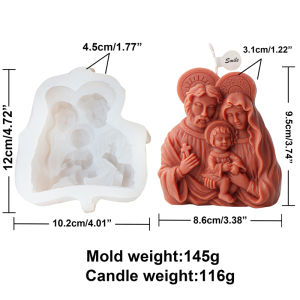 Small Size Jesus Family Candle Silicone Mold Religion Virgin Mary Statue Aroma Gypsum Mold DIY Catholic Holy Home Decoration