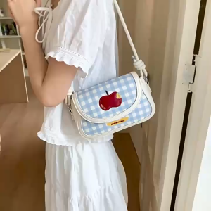 SEA YADOU  กระเป๋าสะพายขนาดเล็กสไตล์สก็อตพร้อมสายโซ่สำหรับชุดแต่งตัวทุกวันที่หวาน ๆ