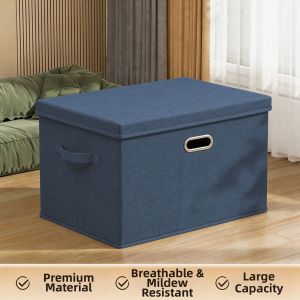 HUAAOBAI | Cotton Linen Foldable Storage Box with Lid