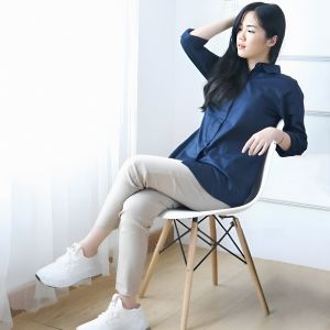 Ismee House Best Seller Kemeja Polos Slimfit Wanita Dewasa Lengan Panjang Korean Style Katun Premium