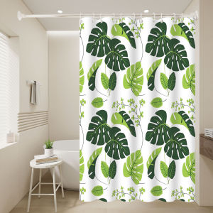 1pc Monstera Leaf Popular Shower Curtain Waterproof PEVA Botanical Bathroom Decor