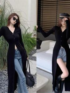 Áo Len Cardigan Dài Bằng Lụa Băng Cho Nữ Thời Trang Đa Năng Lười Biếng Ngọt Ngào Mát Mẻ Điên Rồ Thon Gọn Thời Trang Mùa Xuân