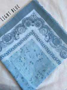 TUDUNG BAWAL COTTON PRINTED BIDANG 45 IRONLESS FINISHING LAZER CUT MUDAH DIBENTUK KAIN TIDAK MELEKAT