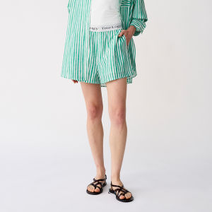Loose Striped Outwear Capable Shorts Set