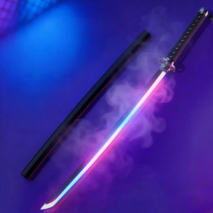 HECAN | Glittering Mist Effect Prop Sword Wooden Practice Knife Ribbon