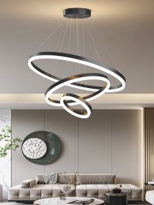 Simple Modern Three Ring Chandelier