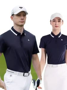 Couple Golf Mens and Womens Same Style Short Sleeve T-shirt Summer Sports Clothing Cool Breathable Polo Rib Collar