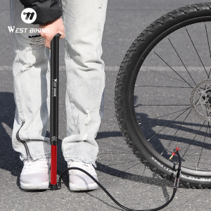 West Biking | WEST BIKING 260 PSI High Pressure Pump with Pressure Gauge Bike Tire Inflator for E-bike Schrader/Presta Valve Floor Pump