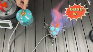 6800w Mini Foldable Three Core Camping Dapur Card Type Gas Stove Cooker High Power Portable Burner Windproof Hiking Cooking Picnic Outdoor BBQ