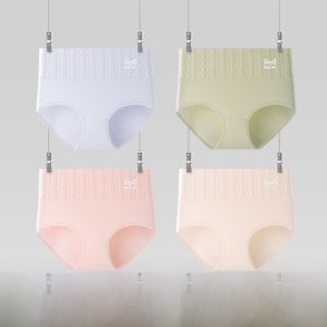 Miiow | Pure Cotton High Waist Womens Underwear Cat Person Triangle Shorts No Butt Pinching Floral Embroidery Comfortable Briefs