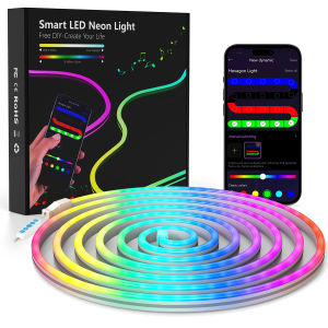 MeRGBW Neon LED Strip Lights 5V 1/2/3m Silicone Neon Rope Light with Music Sync DIY Dreamcolor Chasing Strip Tape for Game Room
