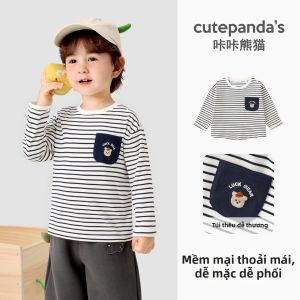 CUTEPANDAS | Áo Thun Tay Dài Sọc Cho Bé Trai