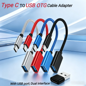 USB-C to USB Adapter USB-C Male to USB Female OTG Data Cable Suitable for MacBook Pro/Air iPhone 16 Pro Max/16 Plus/16e/15