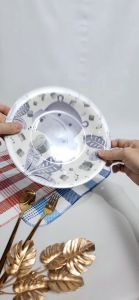 [1PCS] WHITE LINE Dinner Plate 925in Hippo Piring Makan Omega Piring Keramik 235cm