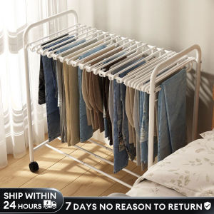 SHEEPER Heavy-Duty Steel Pants Drying Rack | Foldable Laundry Stand with Wheels for Storage | Bedroom Clothes Organizer