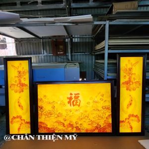 Đèn Hào Quang Trúc Chỉ In Combo Bộ Đôi - Tranh Ngang Trang Trí Bàn Thờ Phòng Thờ CDN-02-46