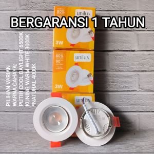 UNILUX DOWNLIGHT LAMPU LED SPOTLIGHT 3W 3 WATT CAHAYA PUTIH / WARM WHITE 3000K / NATURAL 4000K BAGUS KUALITAS TERBAIK TERLARIS TERMURAH EKONOMIS