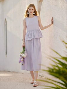 XIANGYING | French Elegant Stylish Set Sleeveless Top Skirt