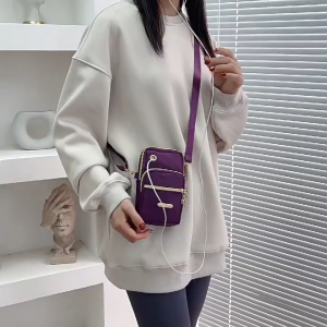 EchoBliss  กระเป๋าสะพายข้างสำหรับผู้หญิงแบบมีซิป ใส่มือถือได้ พร้อมสายปรับระดับ ใช้ในชีวิตประจำวัน