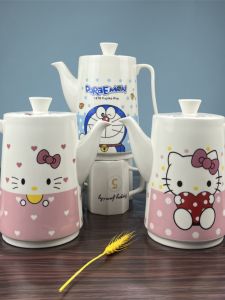 Nordic Style Ceramic Large Capacity Cold Water Pot Heat Resistant Creative Cartoon Design Home Use Water Pot from China