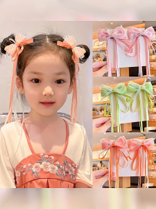 【VanHariacc】ชุดกิ๊บติดผมโบว์ริบบิ้นพู่สำหรับเด็กผู้หญิง 2 ชิ้น อุปกรณ์โบว์สำหรับเด็ก