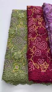 African Guipure Cord Lace Fabric Intricate Floral Pattern Delicate Embroidery Hollow Out Ethnic Vintage Lace For Wedding Dress