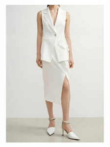 Ruffle Fringe Slit Acetate Skirt