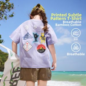 Ask Junior | Printed Bamboo Cotton Childrens T-shirt Summer Round Neck