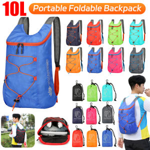 10L Foldable Outdoor Hiking Bag Lightweight Portable Backpack Waterproof Folding Ultralight Pack for Women Men Travel Sports Bag