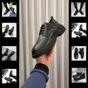 Fashion Korean Men's Leather Shoes: Low Top British Style & Durable Casual Business Shoes