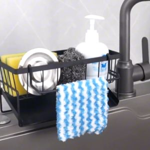 Cloth holder sponge drainage basket capable of storing towels soap brushes sponges detergents etc. detachable hanging rod used for bathroom and kitchen storage and organization